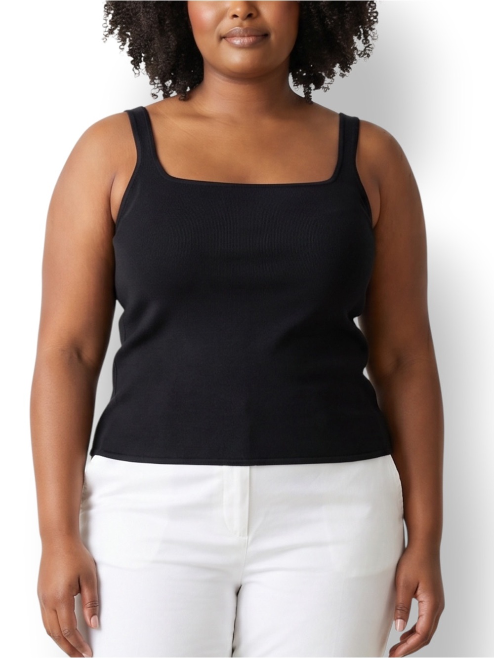 4/$20 Dana Buchman XL Black Knit Tank Top Sleeveless Stretch Shell Cami